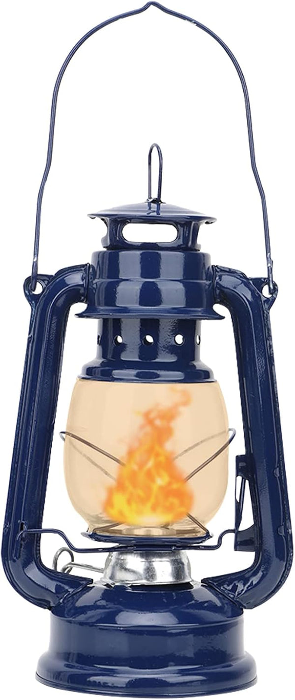 Vintage Blue Oil Lamp Decorative, Antique Hurricane Lantern Ornament for Indoor Use, Home Party Pub Halloween