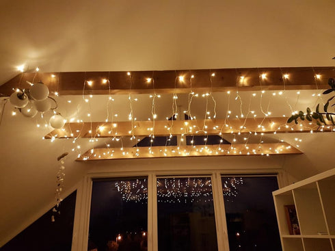 306 18 1010 Lighting EVER LED Curtain Lights with Hang Down String Lights, ft Plug in Hanging Fairy Lights for Bedroom