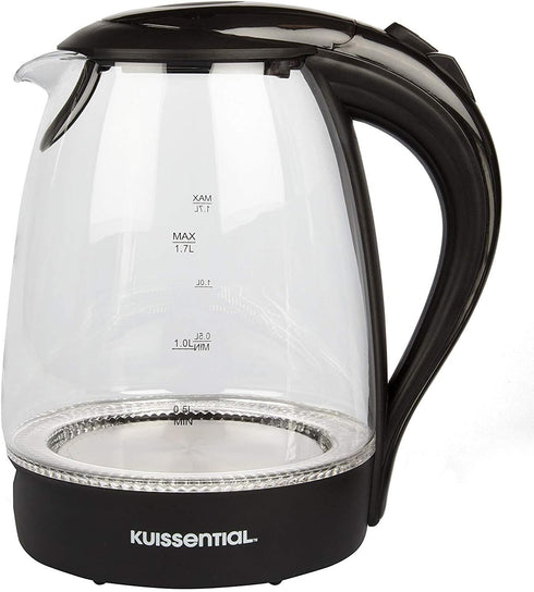 Stainless Steel Electric Water Kettle, 1.7 Liter Fast Heating with Auto Shut-Off, Cordless, Black