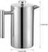 Small French Press Coffee Maker, 12OZ/350ML Stainless Steel Insulated Coffee Press with 2 Filters, 0.35 Liter (Silver)