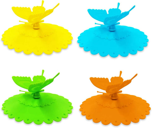 Tvoip 4Pcs Silicone Leakproof Cup Lid - Heat Resistant Reusable Sealed Cover, Kitchen Accessories, Tea Cup Suction Seal