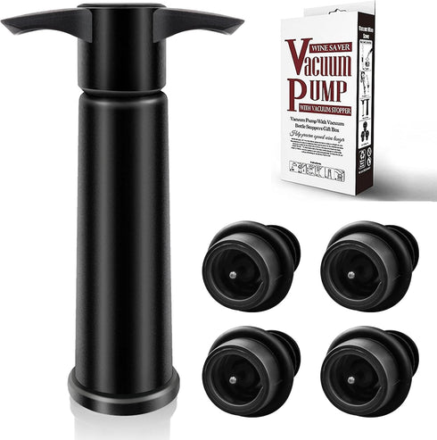 Wine Saver Pump with 4 Vacuum Stoppers, Leak Proof Wine Bottle Stoppers for All Standard Bottles