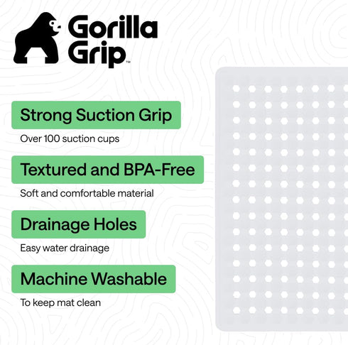 21x21 Inch, 2 Pack GORILLA GRIP Patented Square Shower Stall Mat, Small Bathtub Floor Mats for Stand Up Showers