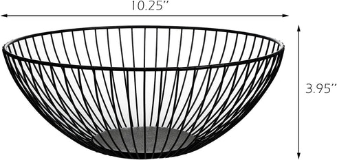 Wire Fruit Basket Fruit Bowl Kitchen Fruit Basket Stand Fruit Bowls for the Counters Metal Fruit Bowl(Low Black)