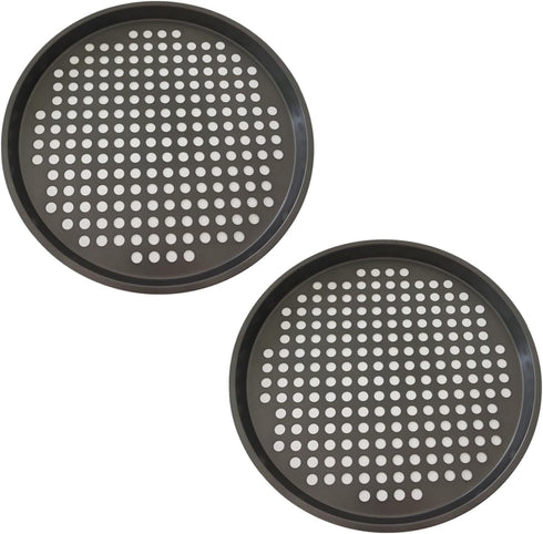 11Inch Nonstick Pizza Pans with Holes, Carbon Steel Pizza Baking Pan Set for Fresh & Frozen Pizza (2PCS)