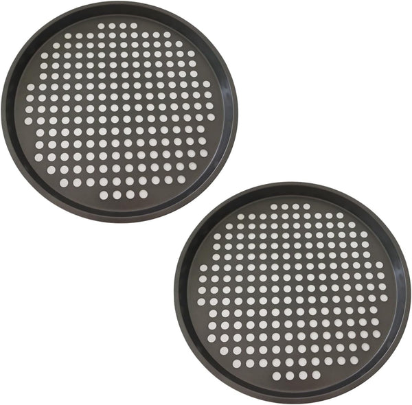 11Inch Nonstick Pizza Pans with Holes, Carbon Steel Pizza Baking Pan Set for Fresh & Frozen Pizza (2PCS)