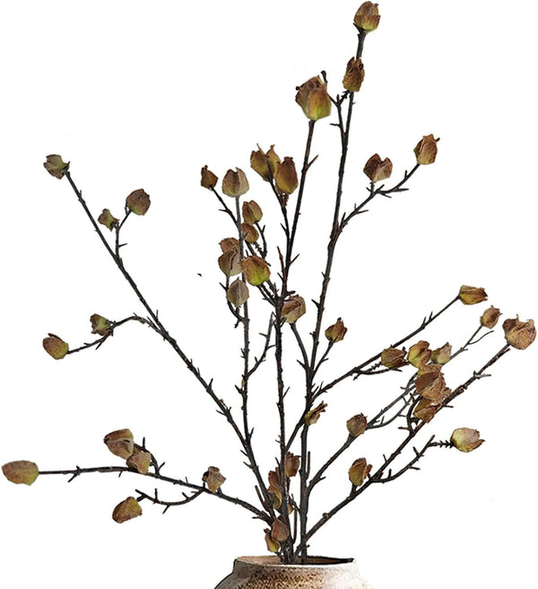 Anyumir 3Pcs Realistic Faux Berry Stems for Tall Vases, 35.4 Inch Bendable Brown