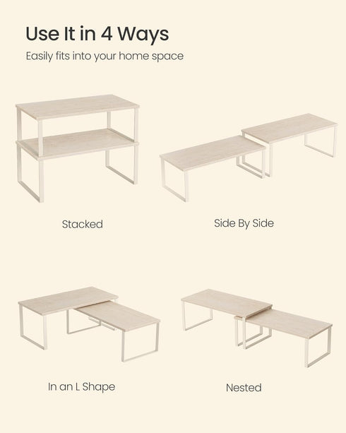 Set 2 Counter UKCS025L01 SONGMICS Cabinet Organizer Shelf, of Kitchen Shelves, Kitchen Storage, Spice Rack, Stackable