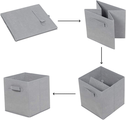 MAX Houser Set of 6 Storage Bins, Cubes, Baskets with Dual Handles for Home Closet Bedroom Organizers, Foldable