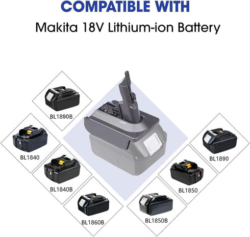 for Dyson V6 Battery Adapter - Makita 18V Battery to V6 Absolute/Motohead/Animal Vacuum Converter