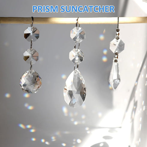Milkary 44 Pack 38mm 20mm Chandelier Crystal Prism Replacement, Hanging Clear Crystal Glass Bead Prisms Chandelier