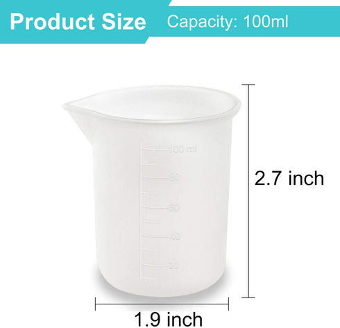 Coopay 12 PCS 100 ml Silicone Measuring Cups for Resin, Non-Stick Mixing Cups with Precise Scale for DIY Craft