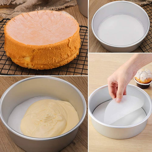 8 Inch Parchment Paper Rounds, Set of 100 Non Stick Baking Circles for Round Cake Pan, Springform Pan, and More