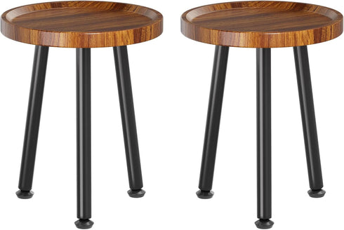 Ekisemio 2-Pack Plant Stands Outdoor Indoor, Mid Century Side Tables with Walnut