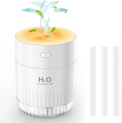 Portable Mini Humidifier for Plants, 500ml Cool Mist USB Rechargeable Humidifier with Night Light and Auto Shut-Off