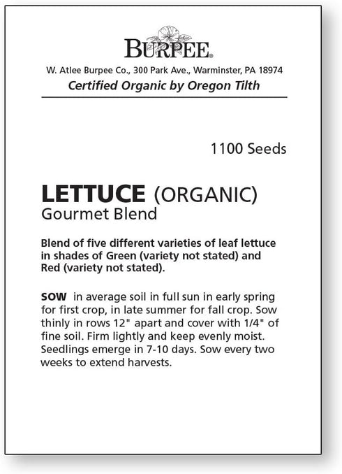 1100 Burpee Gourmet Blend Lettuce Seeds seeds
