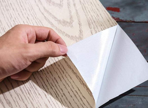 TOOLDECO Decorative Vinyl Sticker Peel Stick Wood Grain Wallpaper Countertop Paper (15.8X79Inch, Light Orange Shade)