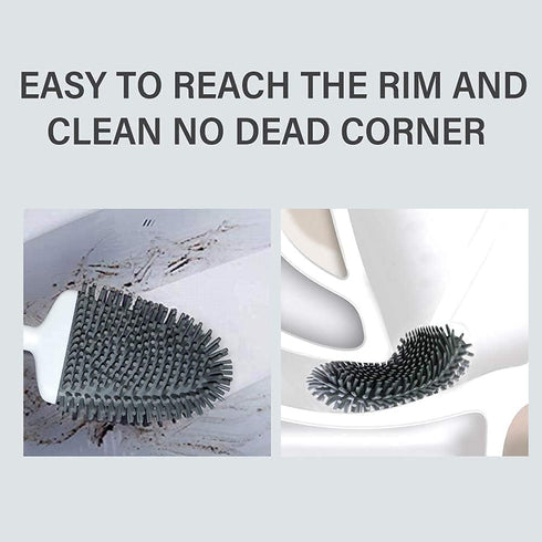 Sellemer 2 Pack Toilet Brush and Holder Set, Flexible Silicone Bristles, Compact Size for Bathroom Storage