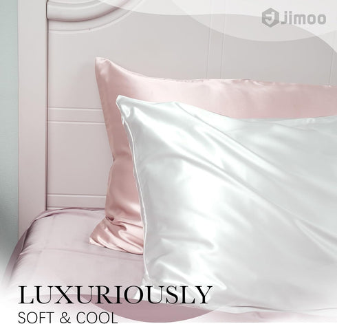 100% Mulberry Silk Pillowcase for Hair and Skin, 22 Momme Pure Natural Silk Pillow Case with Zipper, Light Pink, Queen