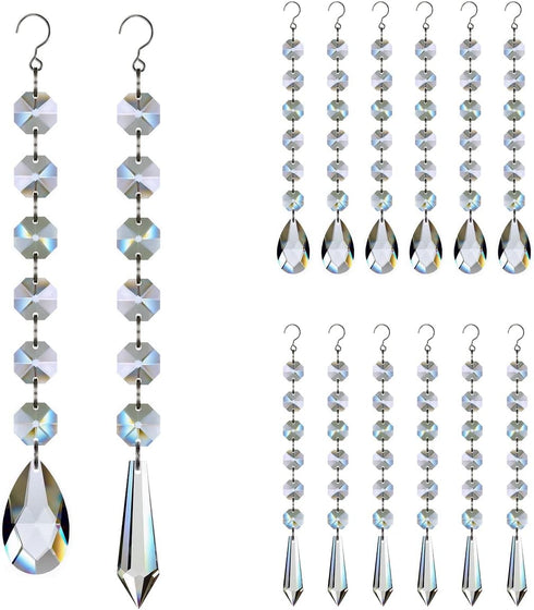 Teardrop Crystals Garland 12 Strands, 38mm/55mm Hanging Chandelier Crystals Beads Chain for
