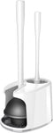 MR.SIGA Toilet Plunger and Bowl Brush Set, Heavy Duty Bathroom Cleaning Tools with Holder, White, 1 Set