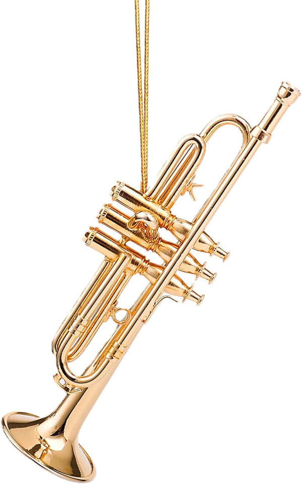 LQDSHGLK 4.72" Brass String Miniature Trumpet Hanging Ornament Mini Musical Instrument Trumpet Replica