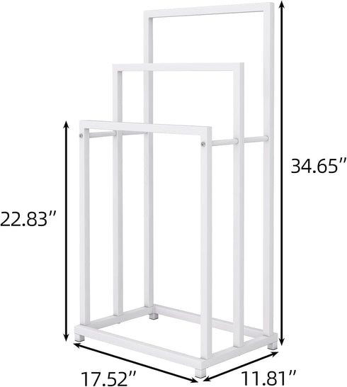 3-Tier 3 BOFENG White Metal Towel Rack Bars Freestanding Towel Holder Drying Shelf Stand Towel Bar Storage Ladder