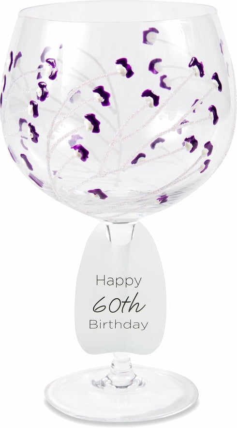 Pavilion Gift Company Pavilion-Purple Sprout-24 Oz Wine Removable Happy 60th Birthday Hand Decorated Glass
