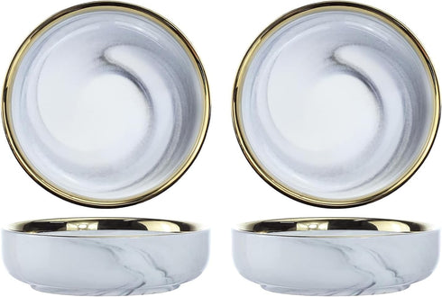 Colias Wing 3.5 Inch Elegant Marble Pattern Porcelain Side Dish Bowl Set of 4 for Soy Dipping Sauce