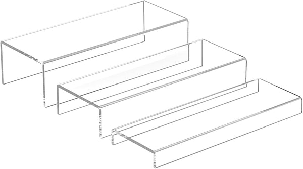 Sezanrpt Rectangular Acrylic Display Risers Stands 3pcs, Dessert Table Display Rack, Clear