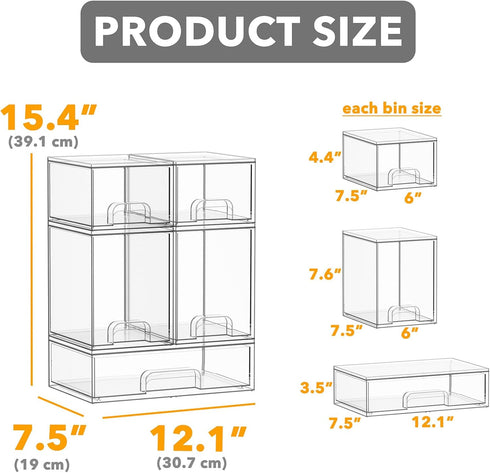 Countertop, 5 Pack, 2S2M1L, 15.4" SpaceAid Bottle Storage Organizer Baby - Acrylic Bottles Station Organizer Container