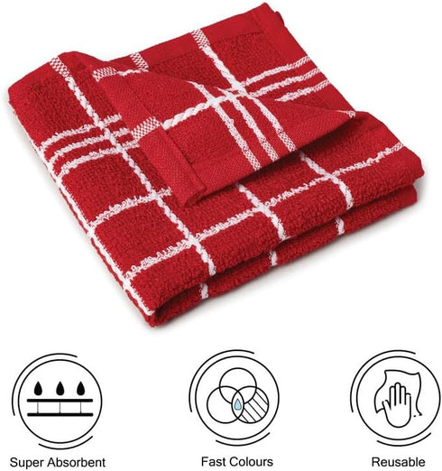 Encasa Terry Cloth Dish Towel Set | 12x12 in Super Absorbent Kitchen Towels for Drying and Cleaning - Pack of 12 Terry