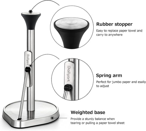 Dailyart Paper Towel Holder Stand for One Hand Tear, Heavy Duty Countertop Paper Towel Holder with Weighted Base