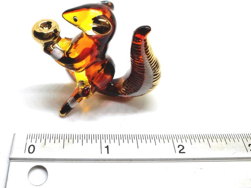 Handmade Mini 2" Cute Squirrel with Walnut Figures, Blown Glass Art Collectible Figurine Gift
