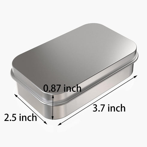6 Pcs Mini Metal Hinged Tin Box Container Kit with Lid for Home Storage, 3.7x2.3x0.8 Inch, Silver