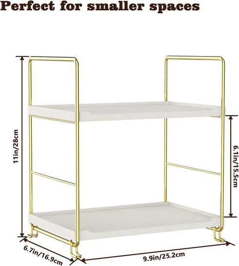 kaileyouxiangongsi 2-Tier Countertop Kitchen Spice Rack - Freestanding Stackable Bathroom Storage Shelf - Cosmetic