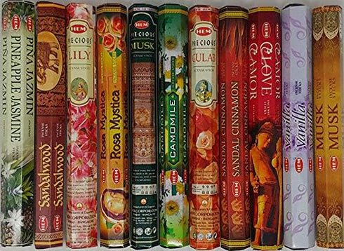 Hem Incense, 12 Box Best Variety Pack, 240 Sticks, 45+min Burn