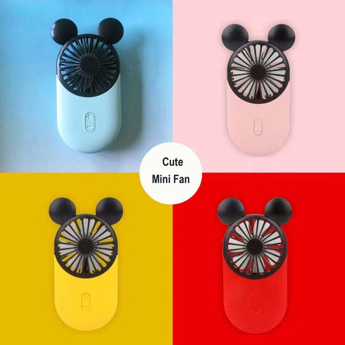 Cute Personal Mini Fan, USB Rechargeable Handheld Fan with LED Light, 3 Speed Adjustable for Travel