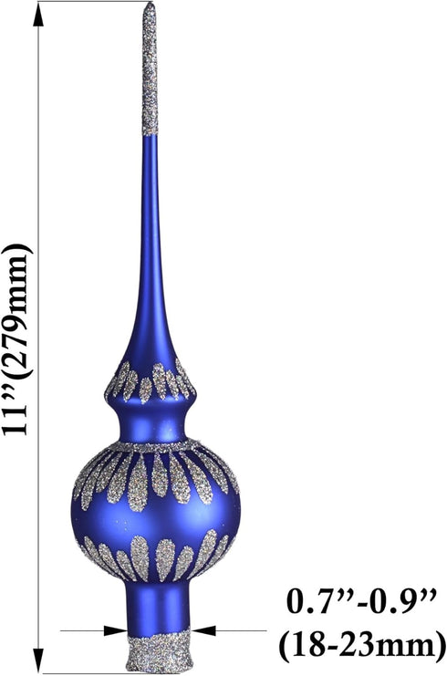 HolidayGiftShops Grace Blue Glass Christmas Tree Topper