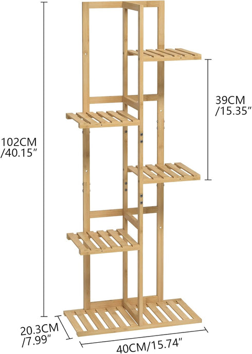 5 6 Laiensia Bamboo Tier Potted Plant Stand Rack Multiple Flower Pot Holder Shelf, Indoor&Outdoor Planter Display