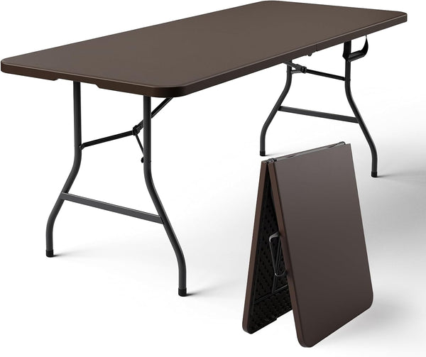 6ft Folding Table, Foldable Picnic Table Portable Table for Indoor Outdoor Use