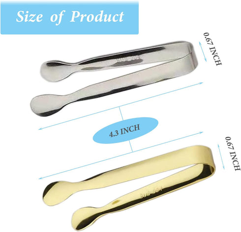 6PCS Ice Tongs Mini Sugar Tongs 4.25Inch Tongs for Serving Food Small Serving Tongs, Kitchen Tongs for Appetizers,Tea Party, Coffee Bar, Desserts by Sunenlyst (Silver and Gold) by Sunenlyst