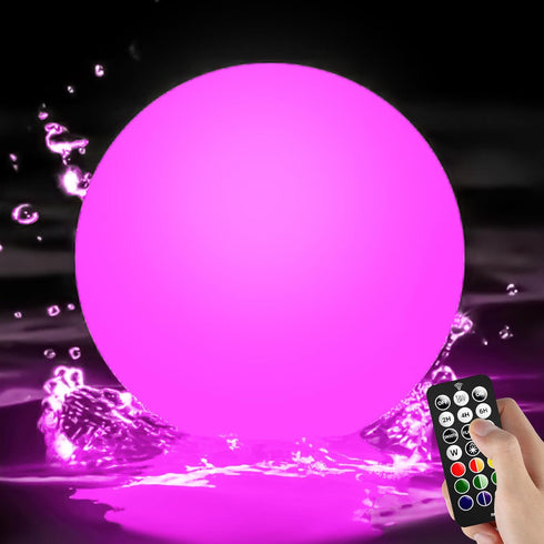 IP65 8-inch LOFTEK Solar Ball Lights with Ground Pile, RGB Colors Changing Floating Pool Ball Lights, Waterproof USB