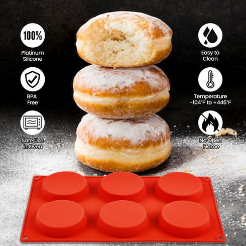 Muffin Top Pan, Silicone Egg Molds for Breakfast Sandwiches, 3" Round Silicone Egg Pan for Baking Tarts and Corn Bread