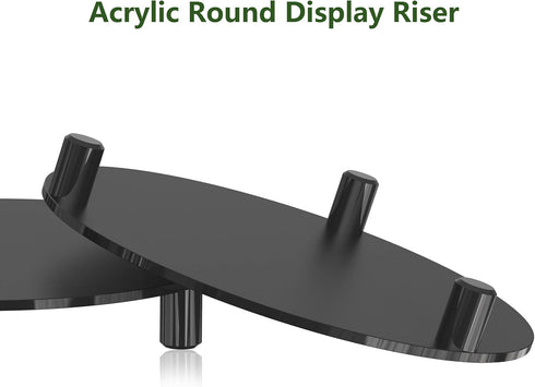 SVENJBB 7 Inch 2-Pack, Counter Black Round Pedestal Riser Board Decorative Acrylic Display Stand for Home and Kitchen