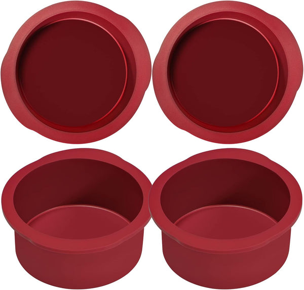 4 Inch Silicone Round Cake Pans Set of 4, Non-stick Mini Cake Pans for Layer Cake, Cheese Cake, Chocolate Cake