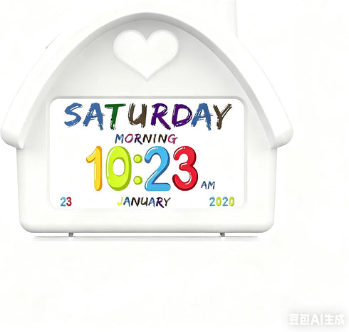 Sinoviwe 4.3'' Countdown Kids Alarm Clock with HD Digital Screen, Calendar Ambient Lighting White Noise Remote Control