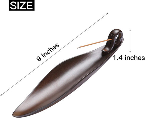 9" Length Incense Stick Holder with 3 Holes, Ceramic Ash Catcher for Meditation Room, Yoga, Home, Office (Brown)