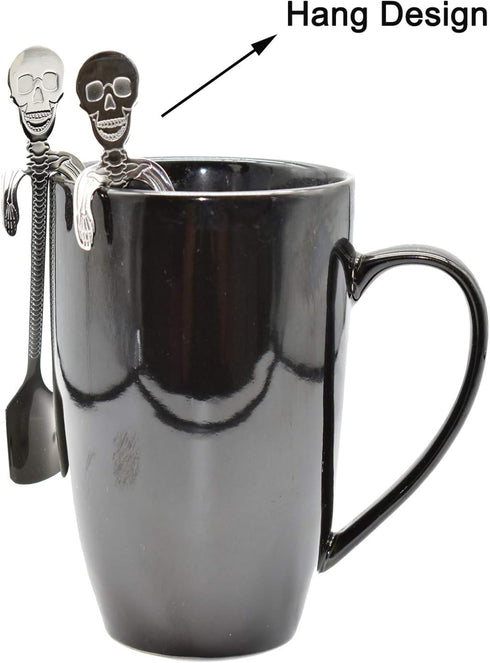 Maydahui 6PCS Skull Spoons, 5 Inch 18/10 Stainless Steel Teaspoons for Halloween Party