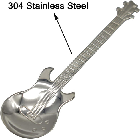 Maydahui 6PCS Guitar Spoons, 18/10 Stainless Steel Musical Note Teaspoons for Dessert